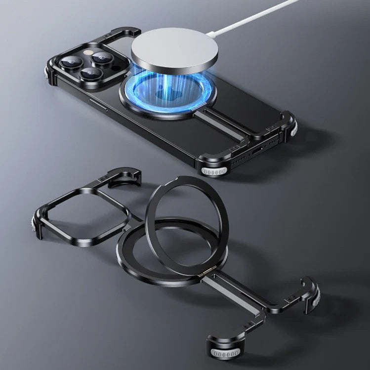 Metallic Magnetic Ring Stand Case - iPhone