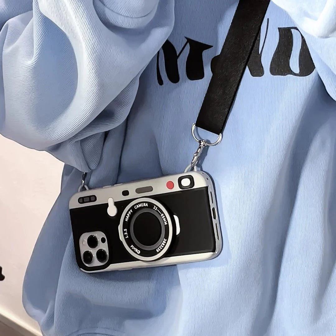 Retro 3D Camera Phone Case with Lanyard